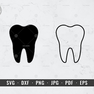 Dent svg, svg contour des dents, dentiste, soins dentaires, svg, dxf, png, jpg, pdf, eps, Cricut, Silhouette, vecteur, clipart, téléchargement immédiat