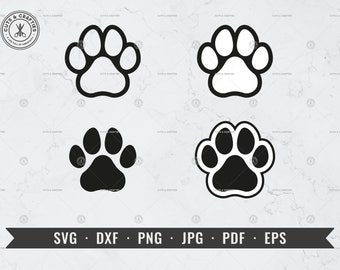 Dog Paw SVG, Animal Paw SVG, Dog Foot Print | svg, dxf, png, jpg, pdf, eps | Cricut, Silhouette, Vector, ClipArt | Instant Digital Download