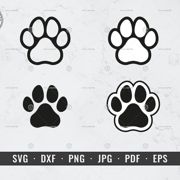 Patte de chien SVG, SVG de patte d'animal, impression de patte de chien | svg, dxf, png, jpg, pdf, eps | Cricut, silhouette, vecteur, clipart | Téléchargement numérique instantané