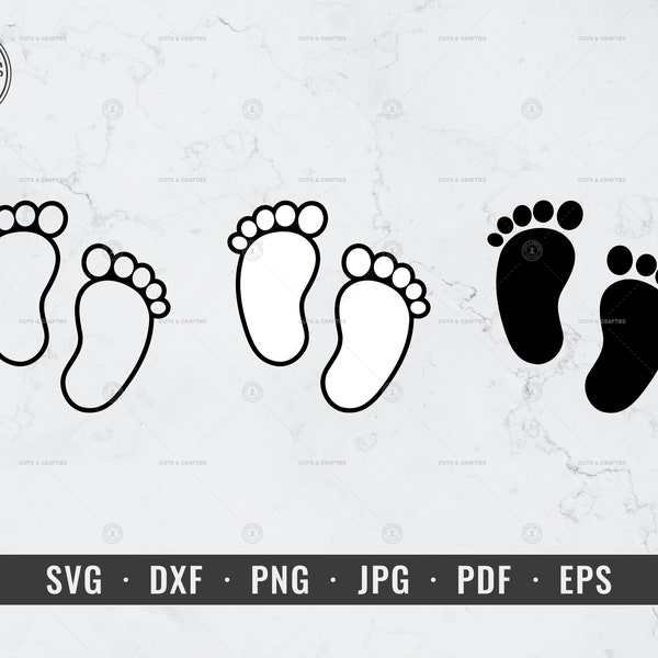 Pied de bébé SVG, empreinte de bébé SVG, pas de bébé, pieds de bébé svg, décalcomanie de chambre d'enfant, babyshower svg, dxf, png, jpg, Cricut, Silhouette, ClipArt