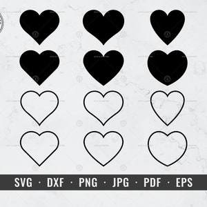 Heart svg, Heart Shape Bundle svg, Heart Outline svg, Valentine's Day Heart, Cricut, Silhouette, Vector, ClipArt, Instant Digital Download