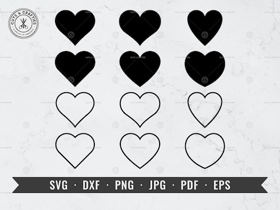 Heart Shape Bundle Svg Heart Outline Svg Solid Heart - Etsy New Zealand