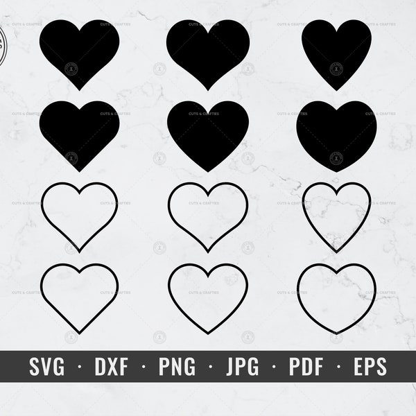 Heart svg, Heart Shape Bundle svg, Heart Outline svg, Valentine's Day Heart, Cricut, Silhouette, Vector, ClipArt, Instant Digital Download