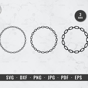 May include: Three black chain link circle frames in different sizes. SVG, DXF, PNG, JPG, PDF, EPS.