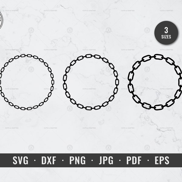 Chain Circle Frame Border Bundle SVG, Round Chain Wreath, Chain Frame, Bracelet Border svg, eps, dxf, Cricut, Silhouette, Vector, Cut File