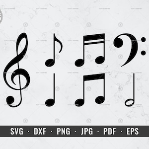 Muzieknoten svg, symbolen muzieknoot, muzikant, melodienoot, bladmuziek svg, dxf, png, eps, Cricut, silhouet, Vector, ClipArt, gesneden bestand