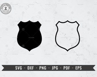 Police Badge svg Cut File for Cricut and Silhouette Machines, Police Emblem Outline svg, Cop Badge svg, Officer Badge svg, dxf, png, Vector