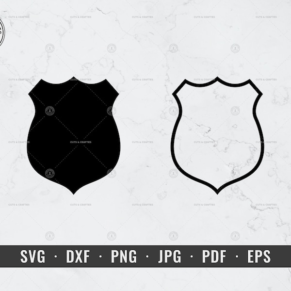 Police Badge svg Cut File for Cricut and Silhouette Machines, Police Emblem Outline svg, Cop Badge svg, Officer Badge svg, dxf, png, Vector