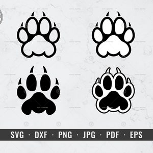 Impression de patte de tigre svg, svg patte de panthère, patte de lion svg, dxf, png, jpg, pdf, eps, Cricut, Silhouette, vecteur, clipart, téléchargement immédiat