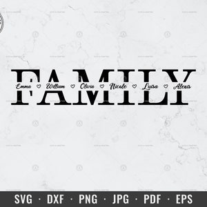 Familie svg, Familie Split Monogram svg, Familie Kinder name svg, Dxf, png, Cricut Cut File, Silhouette, Clipart