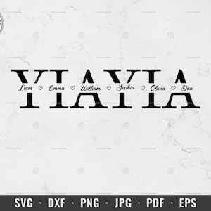 Yiayia Svg, Yiayia Split Monogram Svg, Abuela Svg, Regalo para abuela Svg, Marco con nombre de abuela Svg, dxf, png, Archivo de corte de silueta de Cricut