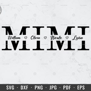 Mimi svg, Mimi Split Monogram svg, Mimi Name Frame svg, Mother&#39;s Day svg, Grandma svg, Grandmother svg, dxf, png, Silhouette Cricut Cut File