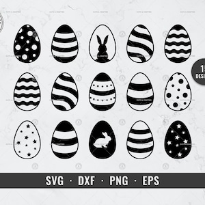 Paquete de huevos de Pascua SVG, Conjunto SVG de huevo de Pascua, Diseños de forma de huevo de primavera, Feliz Pascua / Cricut, Silueta, Vector / Descarga digital instantánea