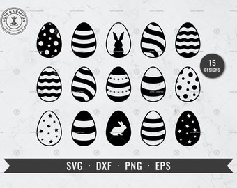 Easter Egg Bundle SVG, Easter Egg SVG Set, Spring Egg Shape Designs, Happy Easter | Cricut, Silhouette, Vector | Instant Digital Download