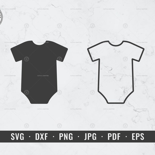 Baby Onesie Silhouette Outline svg, Romper Suit svg, Bodysuit svg, Baby Shower png, Toddler, Nursery, Cricut, Silhouette, Vector, Cut File