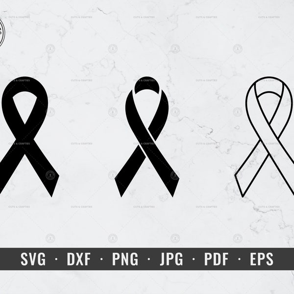 Cancer Ribbon svg, Awareness Ribbon Outline, Sorrow Ribbon, Mourning Ribbon | svg, dxf, png, jpg, eps | Cricut, Silhouette, Vector, ClipArt