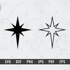 キリスト降誕の星 svg、クリスマスの星 svg、北極星のアウトライン svg、ベツレヘムの星 svg、dxf、png、jpg、クリカット、シルエット、ベクター、クリップアート