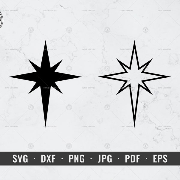 Nativity Star svg, , Christmas Star svg, North Star Outline svg, Star Of Bethlehem svg, dxf, png, jpg, Cricut, Silhouette, Vector, ClipArt