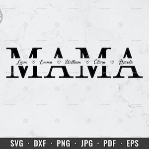 Mama svg, Mama Split Name Frame svg, Mom Split Monogram svg, Muttertagsgeschenk svg, dxf, png, Cricut, Silhouette, Cut File, digitaler Download