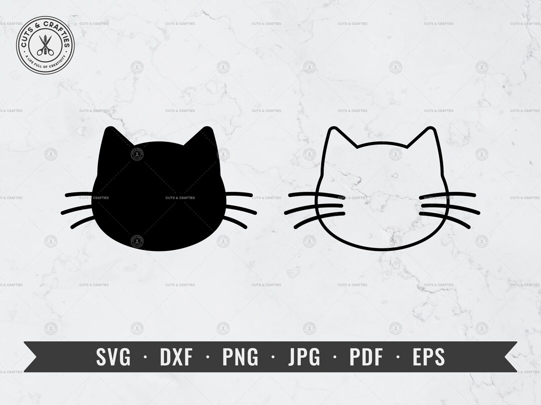 Cat Head With Whiskers Svg, Cat Face Svg, Kitten Head Shape, Cat