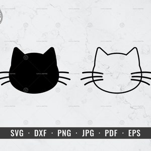 Cat Head With Whiskers svg, Cat Face svg, Kitten Head Shape, Cat Outline svg, dxf, png, jpg, pdf, eps, Cricut, Silhouet, Vector, ClipArt
