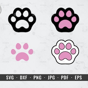Patte de chat SVG, SVG de patte de chaton, impression de pattes de chat, svg, dxf, png, jpg, pdf, eps, Cricut, Silhouette, vecteur, ClipArt, téléchargement numérique instantané