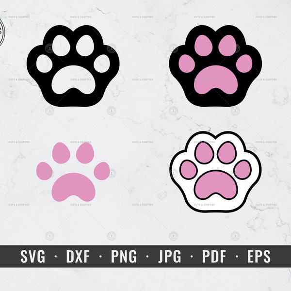 Cat Paw SVG, Kitten Paw SVG, Cat Foot Print, svg, dxf, png, jpg, pdf, eps, Cricut, Silhouette, Vector, ClipArt, Instant Digital Download