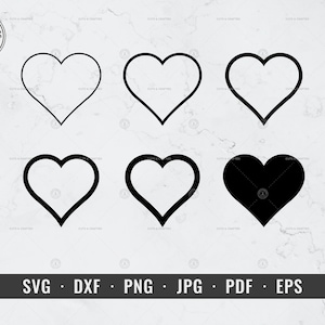 Hart SVG, Hart Vorm Outline, Hart Frame dxf, Hart Beroerte png, Hart Design svg, Hart Bundel Set voor Cricut, Silhouet, Vector ClipArt
