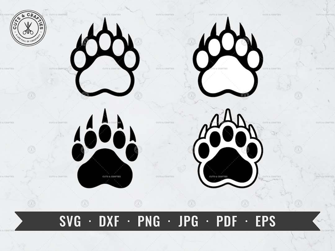 Bear Paw SVG, Paw With Claw SVG, Bear Foot Print Svg, Dxf, Png, Jpg, Pdf,  Eps, Cricut, Silhouette, Vector, Clipart, Instant Digital Download - Etsy, image size:1080x810