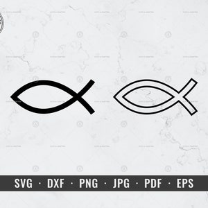 Chrześcijańska ryba svg, Jezus ryba svg, Ichthys svg, Religijny symbol ryby svg, Zarys ryby Boga svg, Cricut, Sylwetka, Wektor, Plik do cięcia