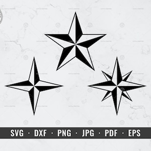 航海用星 svg、コンパス スター svg、マリン スター svg、dxf、png、jpg、pdf、eps、クリカット、シルエット、ベクター、クリップアート、インスタント デジタル ダウンロード