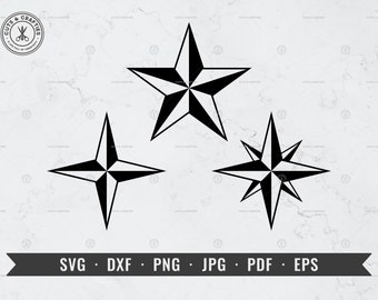 Nautical Star svg, Compass Star svg, Marine Star svg, dxf, png, jpg, pdf, eps, Cricut, Silhouette, Vector, ClipArt, Instant Digital Download