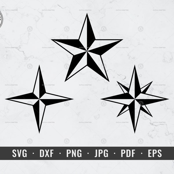 Nautical Star svg, Compass Star svg, Marine Star svg, dxf, png, jpg, pdf, eps, Cricut, Silhouette, Vector, ClipArt, Instant Digital Download