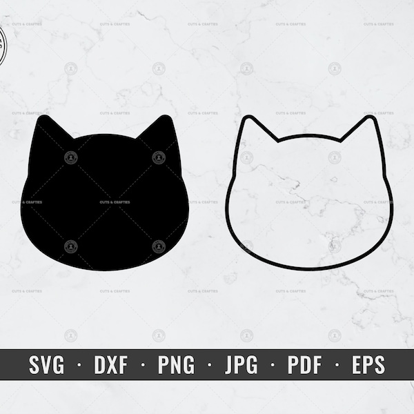 Cat svg, Cat Head svg, Cat Outline svg Cat Face svg, dxf, png, jpg, pdf, eps, Cricut, Silhouette, Vector, ClipArt, Instant Digital Download