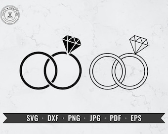 Wedding Rings svg, Wedding Band Outline svg, Diamond Rings svg, Couple Rings svg, dxf, png, eps, Cricut, Silhouette, Vector, ClipArt,