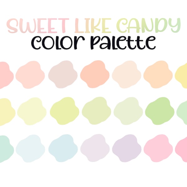 Sweet Like Candy Procreate Color Palette | Plus SIX Bonus Palettes | Pastel Swatches, Light Colors, Soft Coloring, iPad, iPhone, Digital Art