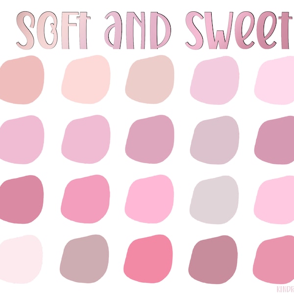 SOFT AND SWEET Procreate Color Palette | Pinks, Pastels, Light, Bright, Feminine, & Candy-Inspired