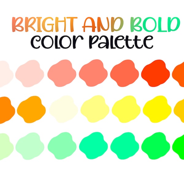 Bright & Bold Procreate Color Palettes | Yellow, Green, and Orange Inspired Swatch