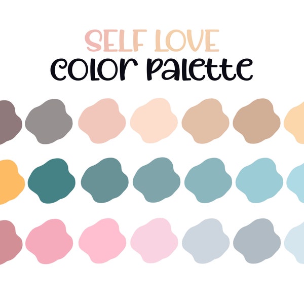 Soft & Sweet Procreate Palette | blues, pinks, gold tones, self love color swatch