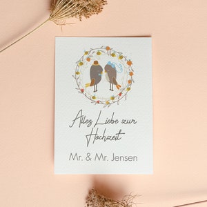 Alles Liebe zur Hochzeit - süße Hochzeitskarte mit Tauben - Klappkarte