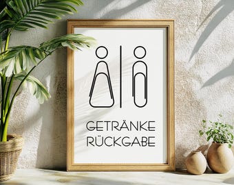 Poster "Restroom Drinks Return" A5 A4 A3 | Funny toilet sign bathroom decoration modern minimalist