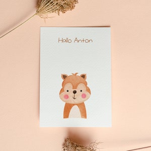Hola - Tarjeta de felicitación personalizada - con lindos motivos de animales