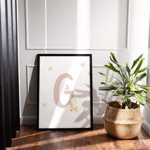 Kinderzimmer Poster Buchstabe mit Ente – personalisierbar A5 A4 A3 + PDF – Geschenkidee Geburt Taufe Geburtstag