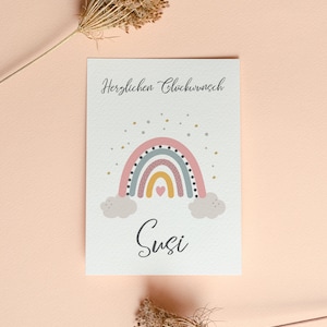 personalisierte Geburtstagskarte, mit Regenbogen