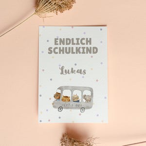 Einschulungskarte 2025 – Schulkind Karte – süßes Aquarell Motiv personalisiert