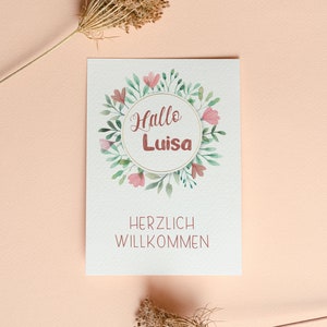 Hola...Bienvenido; Tarjeta plegable personalizada para nacimiento
