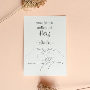 du ventre au coeur - Bonjour prénom - carte de naissance personnalisée - OneLine