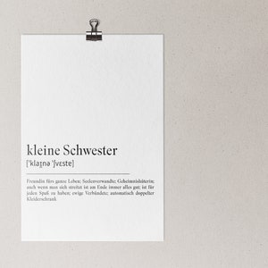 Definition &quot;little sister&quot; - poster - in sizes A5 - A3