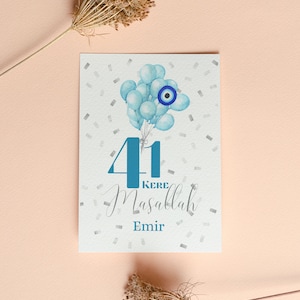 41 kere Masallah; personalisierte Karte zur Beschneidung, Sünnet