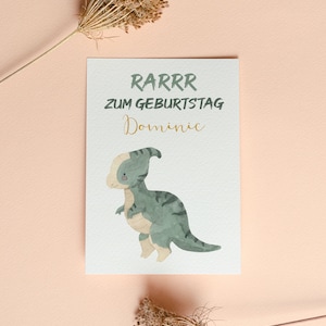 Rarrr feliz cumpleaños, tarjeta de cumpleaños personalizada, dinosaurio